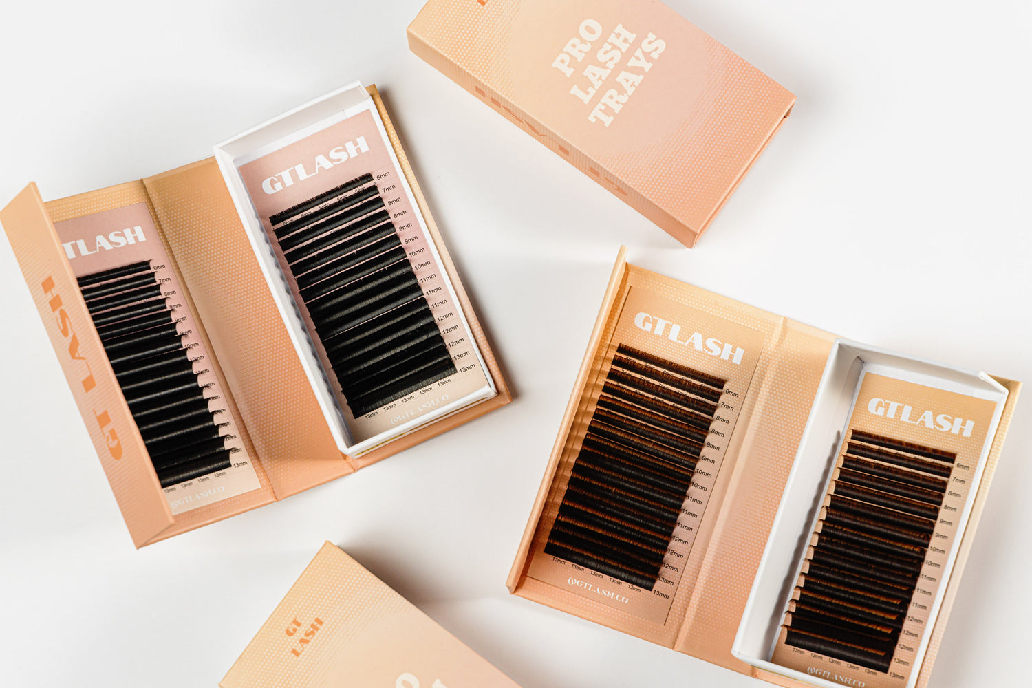 GT Lash Co Ellipse Lash trays for classic lash extension sets now available in black and brown.