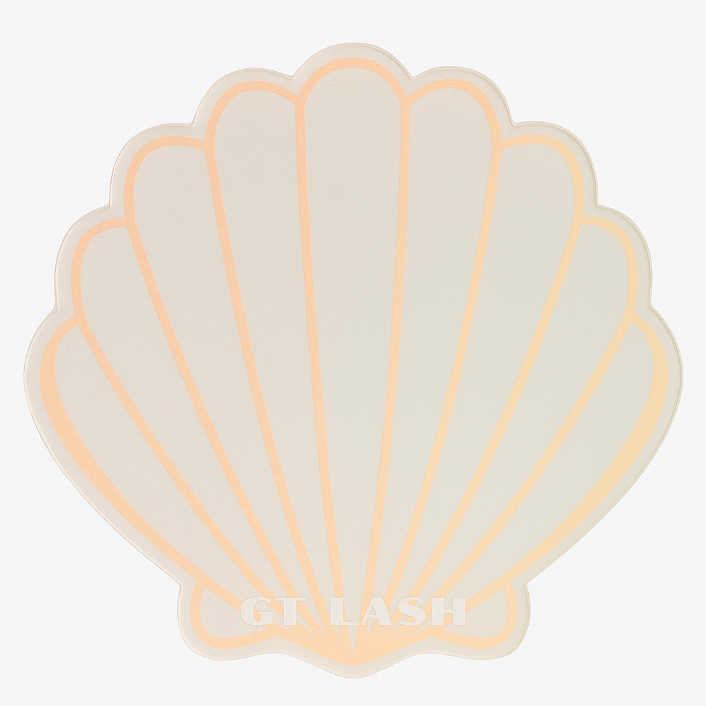 GT Lash Co seashell eyelash extension tile for lash artists – premium glue and lash palette for professional lash application
