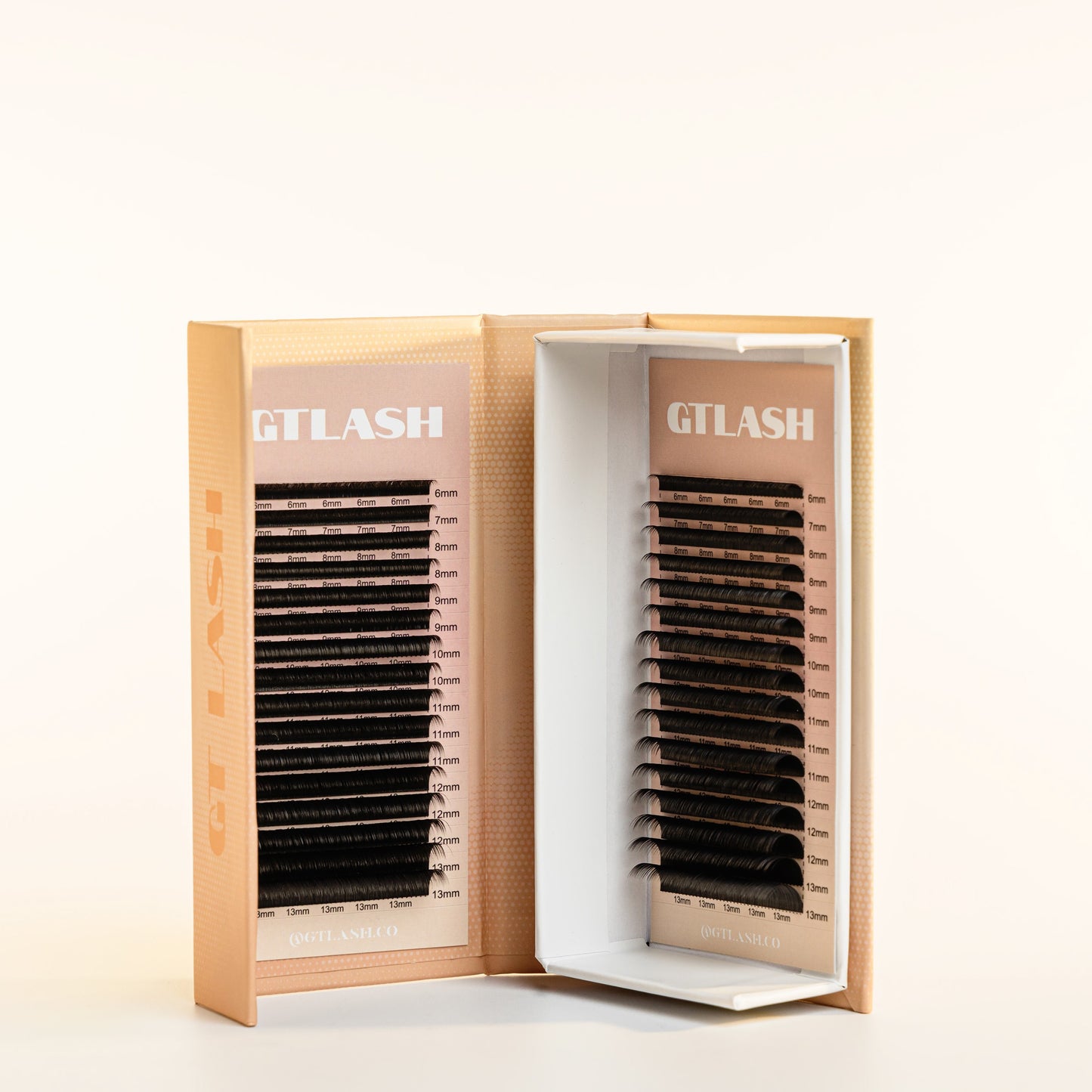 GT Lash Co Black Ellipse .20 Flat Lash Extensions — bold classic lash extensions with improved retention and lightweight flat fiber design.