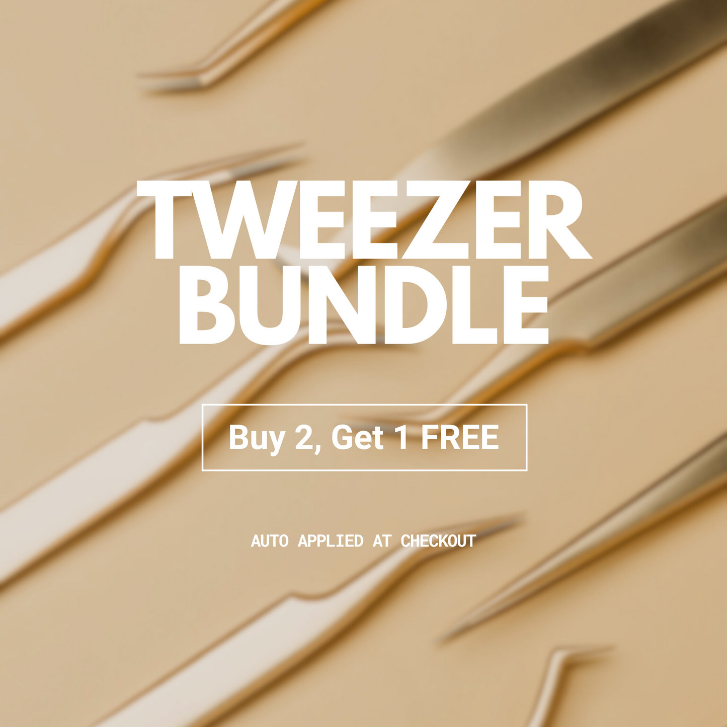 Lash Extension Tweezer Bundle promotion for GT Lash Co showing Buy 2 Get 1 Free deal on Fiber Tip Pro Tweezers